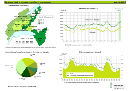 graphiques chômage canton de Vaud janvier 2025