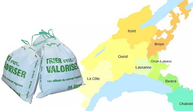 Image extraite de la capsule vidéo: une paire de sacs taxés et la carte du canton de Vaud