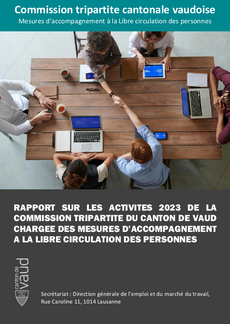 Couverture du rapport d'activité 2023 de la commssion tripartite vaudoise
