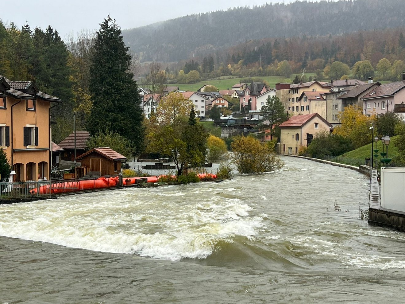 Inondation de l'Orbe à Vallorbe