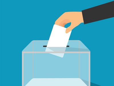 Illustration d'une urne et bulletin de vote