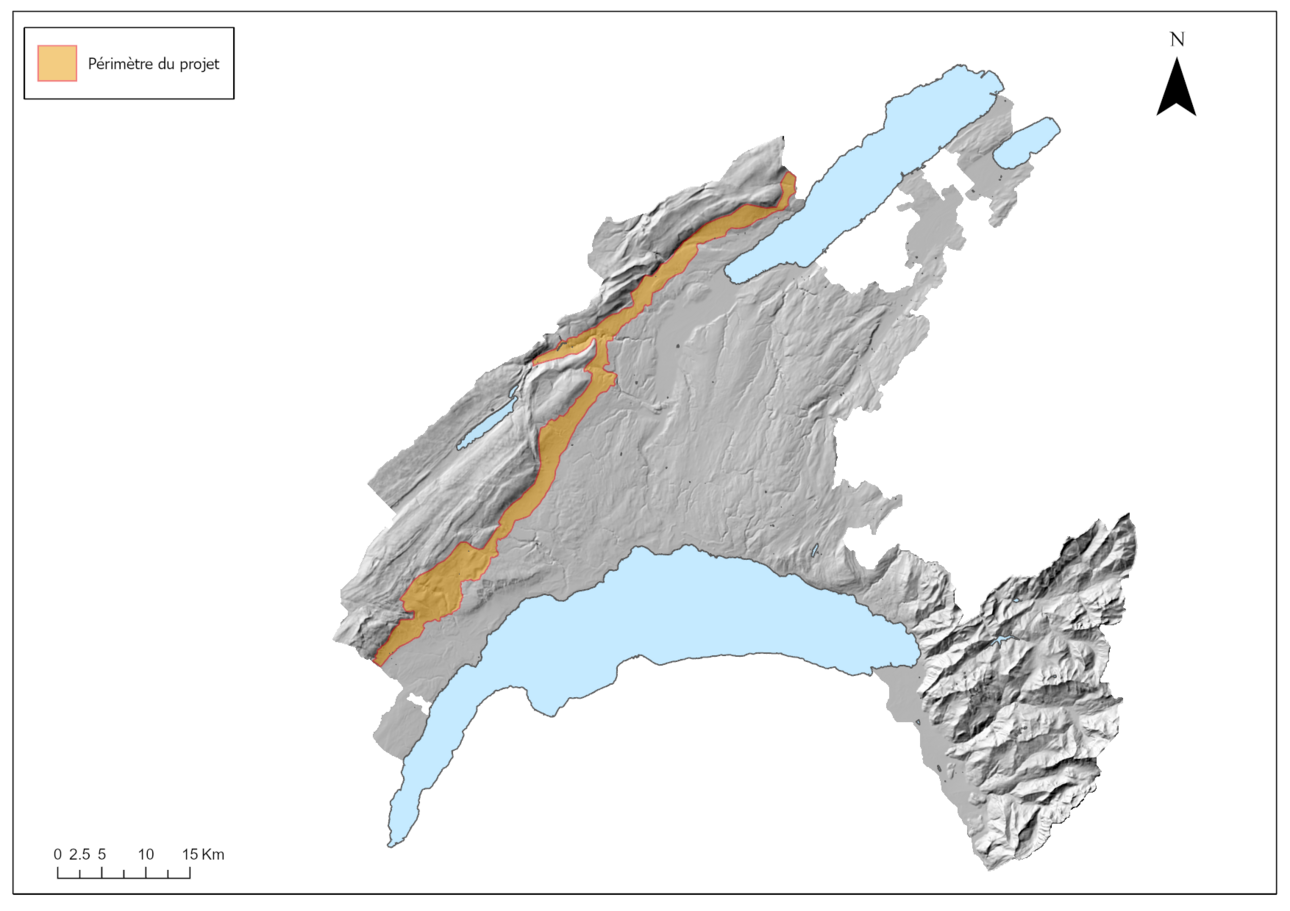 Illustration : périmètre de la zone d’étude du projet du Pied du Jura