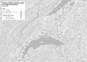 carte du canton montrant le tracé des voies cyclables