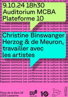 Affiche de la conférence de Christine Binswanger - Herzog & de Meuron : Travailler avec les artistes