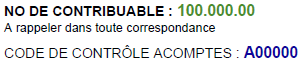 Code contrôle Acomptes